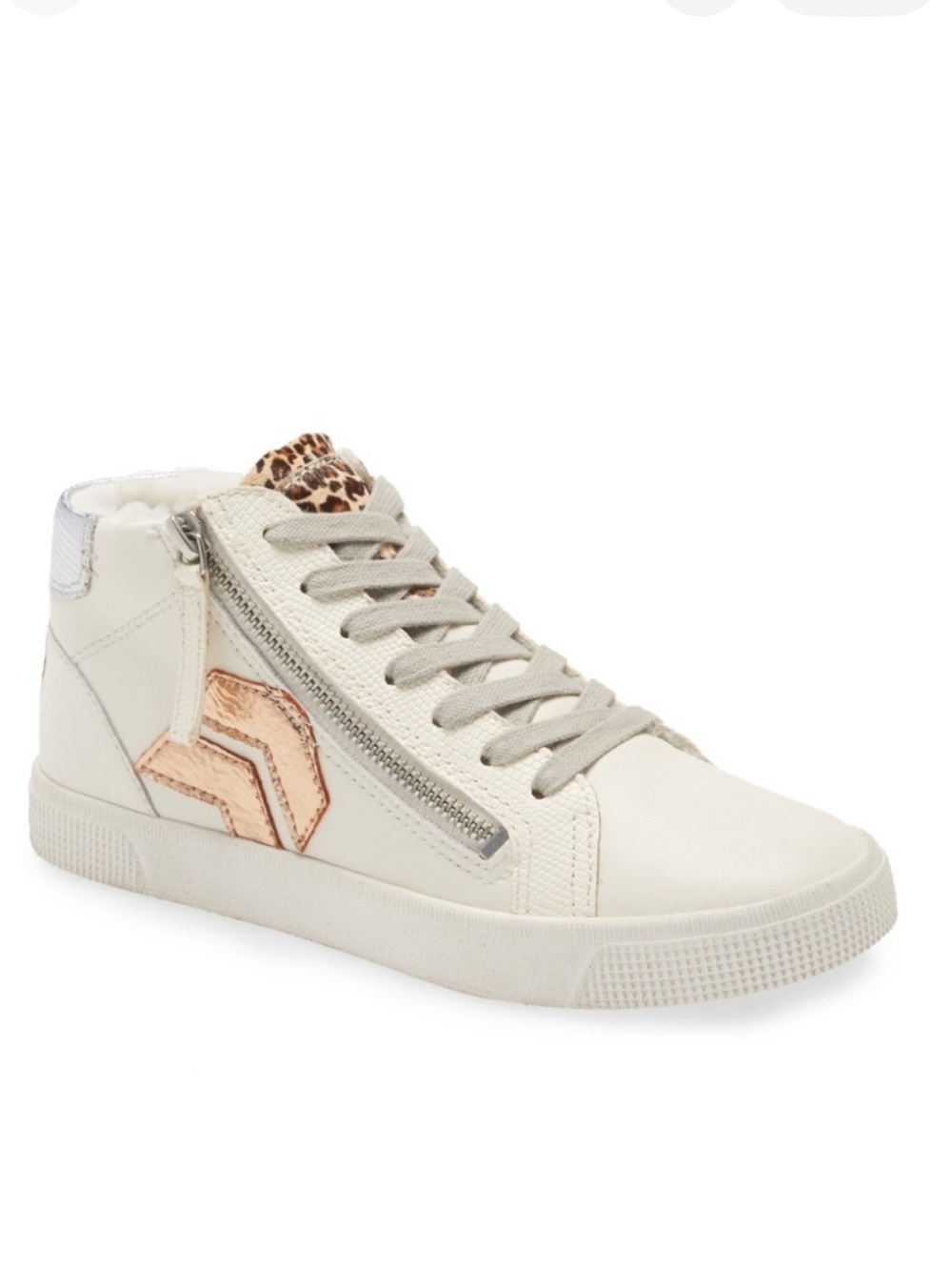 Dolce Vita Mid-Top Sneakers with Rose Gold Accent and Leopard Trim